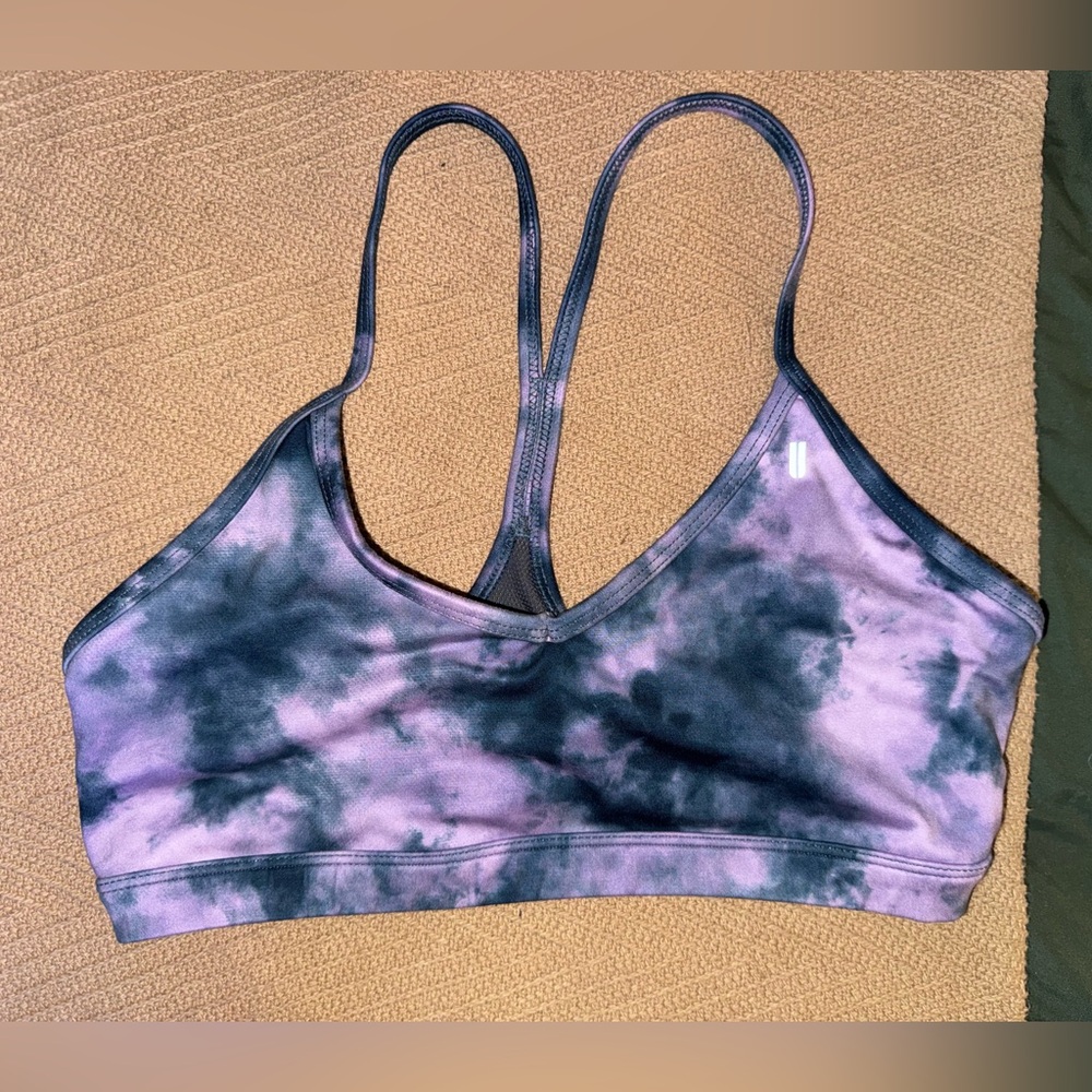 NOBULL Purple and Black Tie-Dye Sports Bra